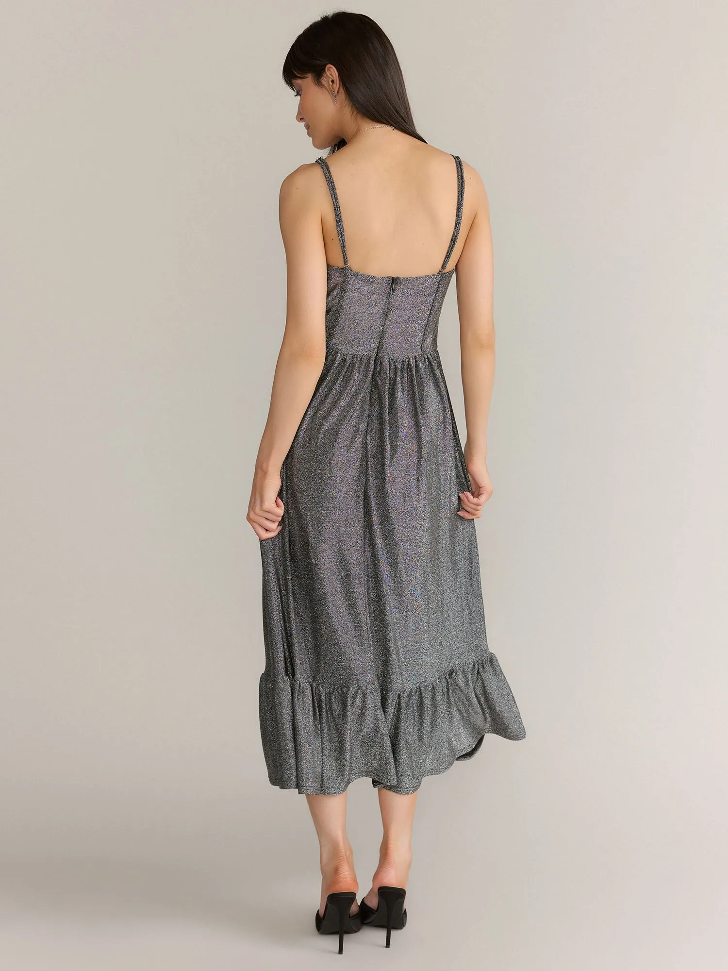 Lena Lurex Knit Pleated Corset Midi Dress - Brands We Love