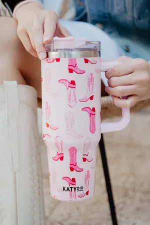 Light Pink Western Boots Coffee Tumbler Cup