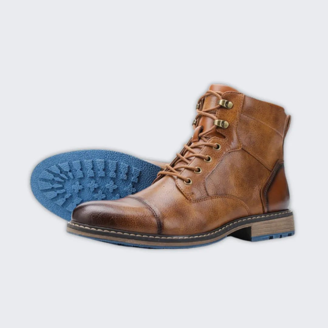 Luca Winter Leather Boots with Non-Slip Blue Soles