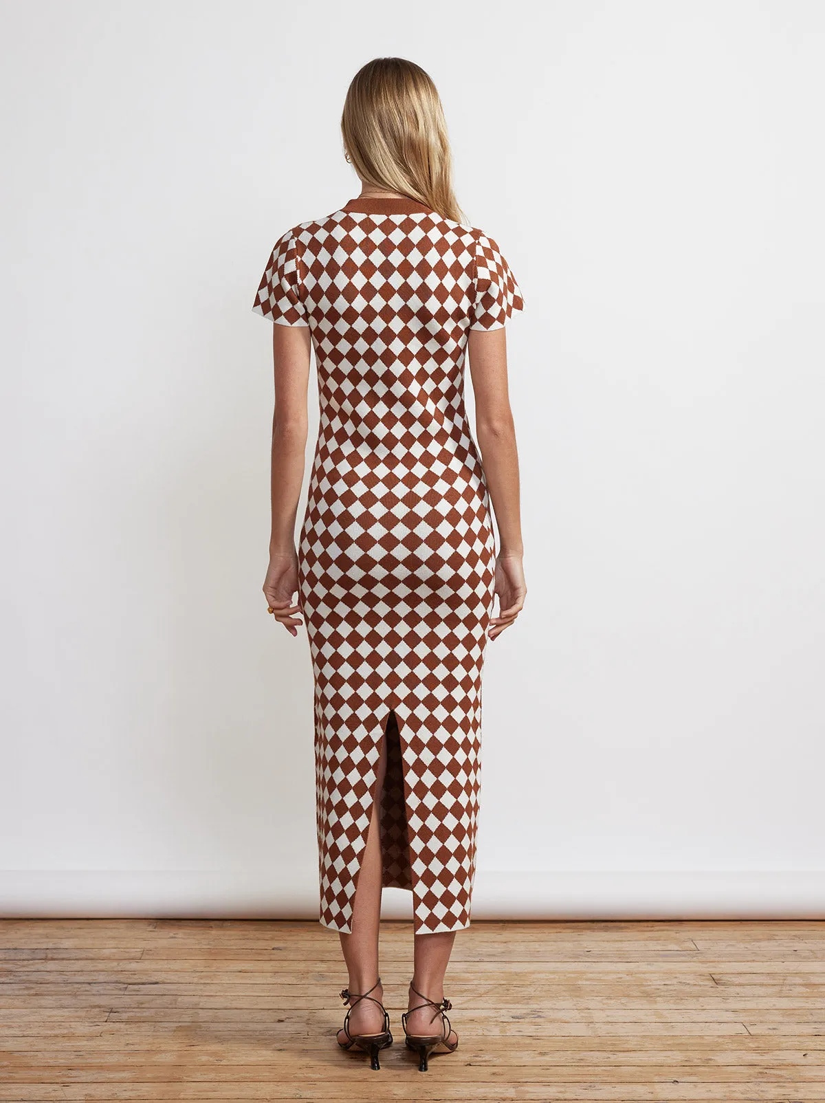 Millie Checker Knit Midi Dress