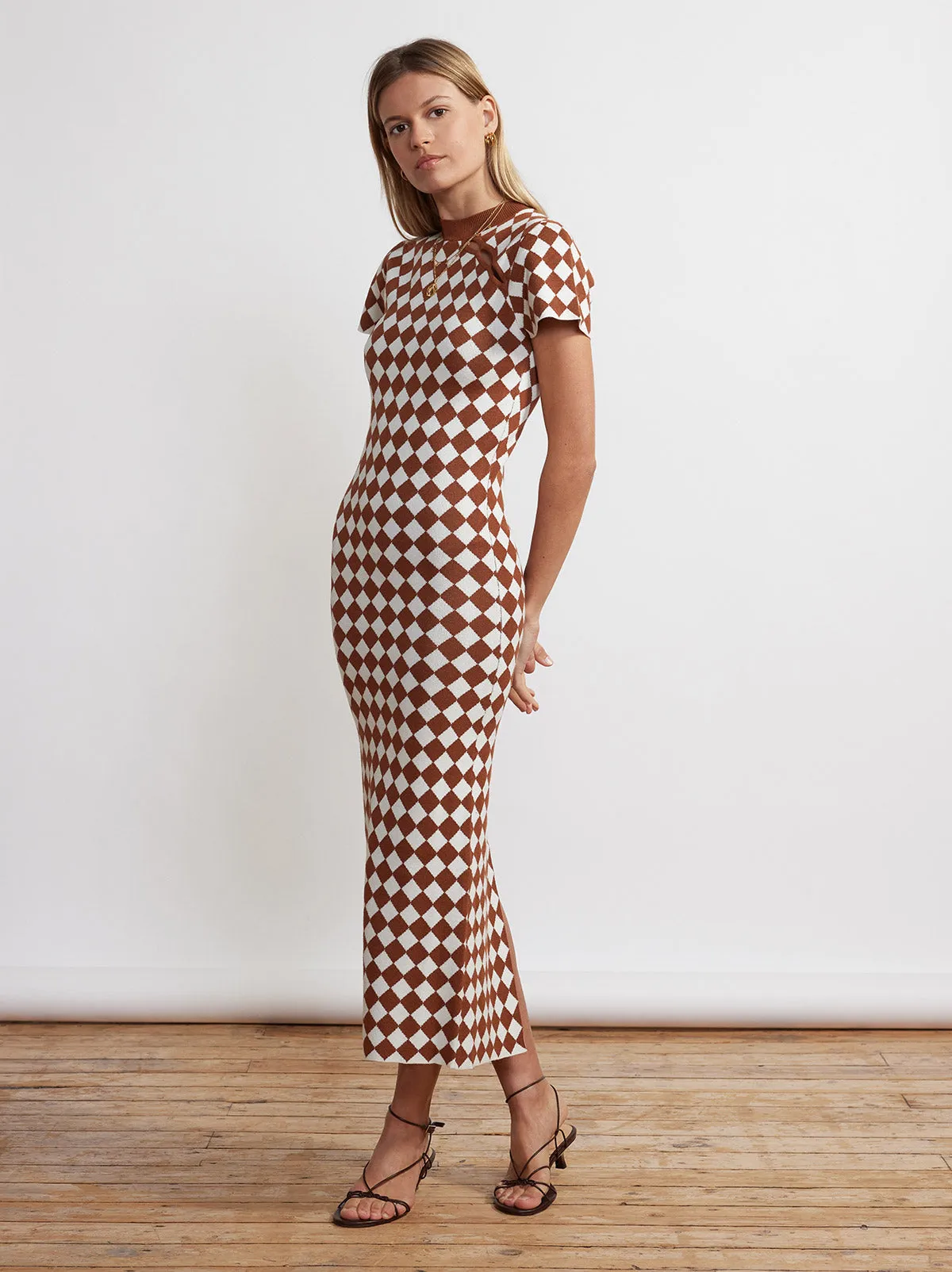 Millie Checker Knit Midi Dress