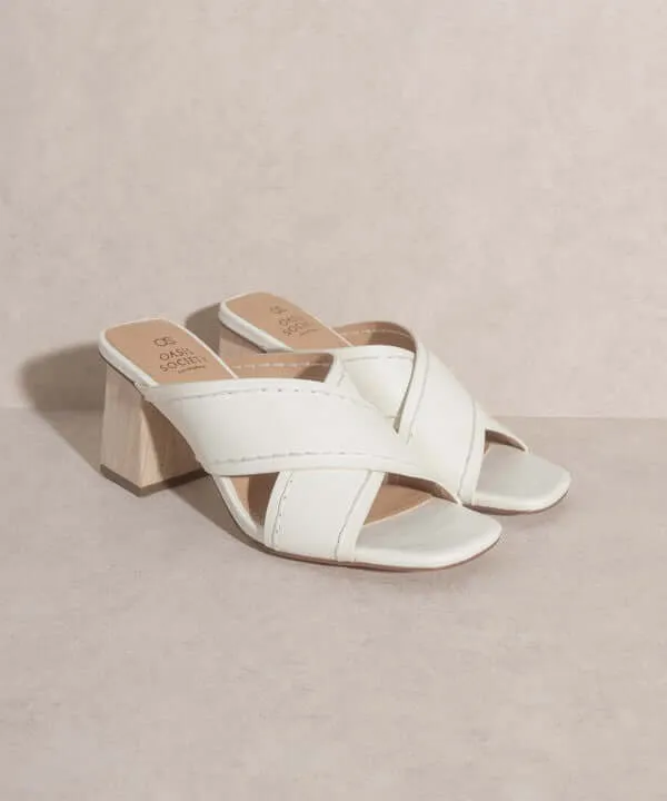 OASIS SOCIETY Jade - Summer White Tan Strappy Stitched Sandals