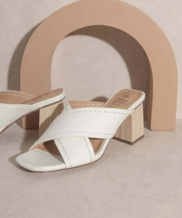 OASIS SOCIETY Jade - Summer White Tan Strappy Stitched Sandals