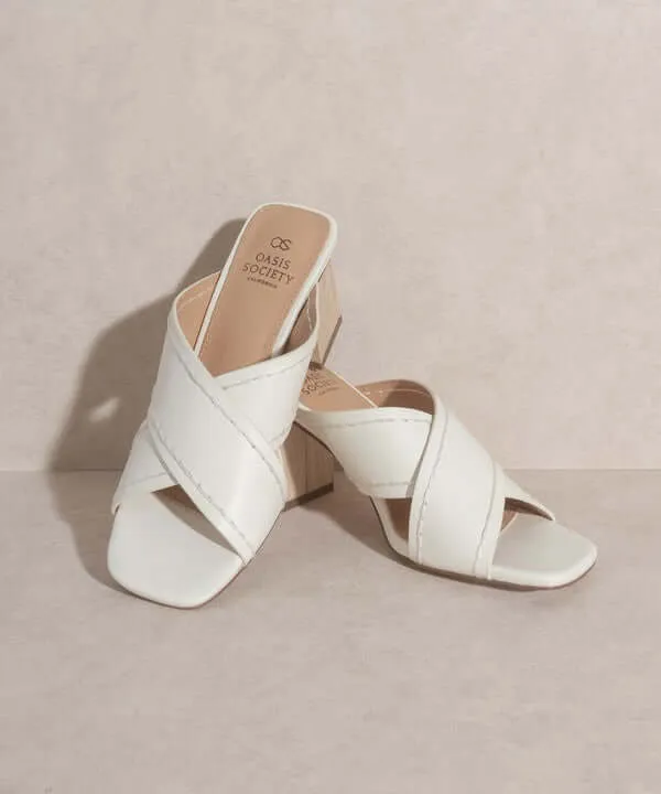 OASIS SOCIETY Jade - Summer White Tan Strappy Stitched Sandals