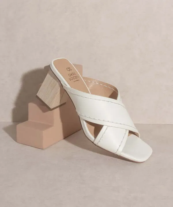 OASIS SOCIETY Jade - Summer White Tan Strappy Stitched Sandals