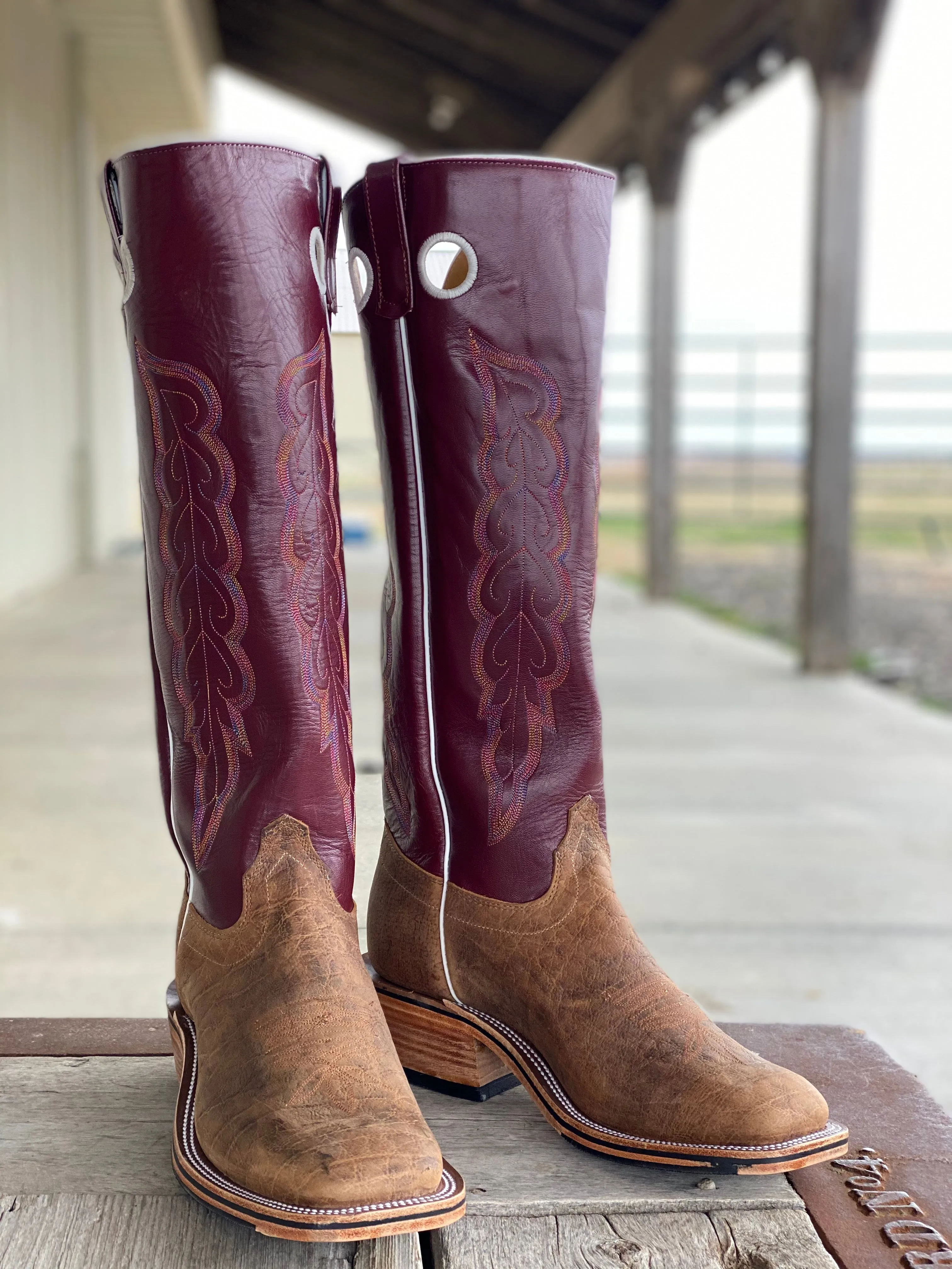 Olathe Boot Co. | Natural Brahma Bison/Sangria Boot