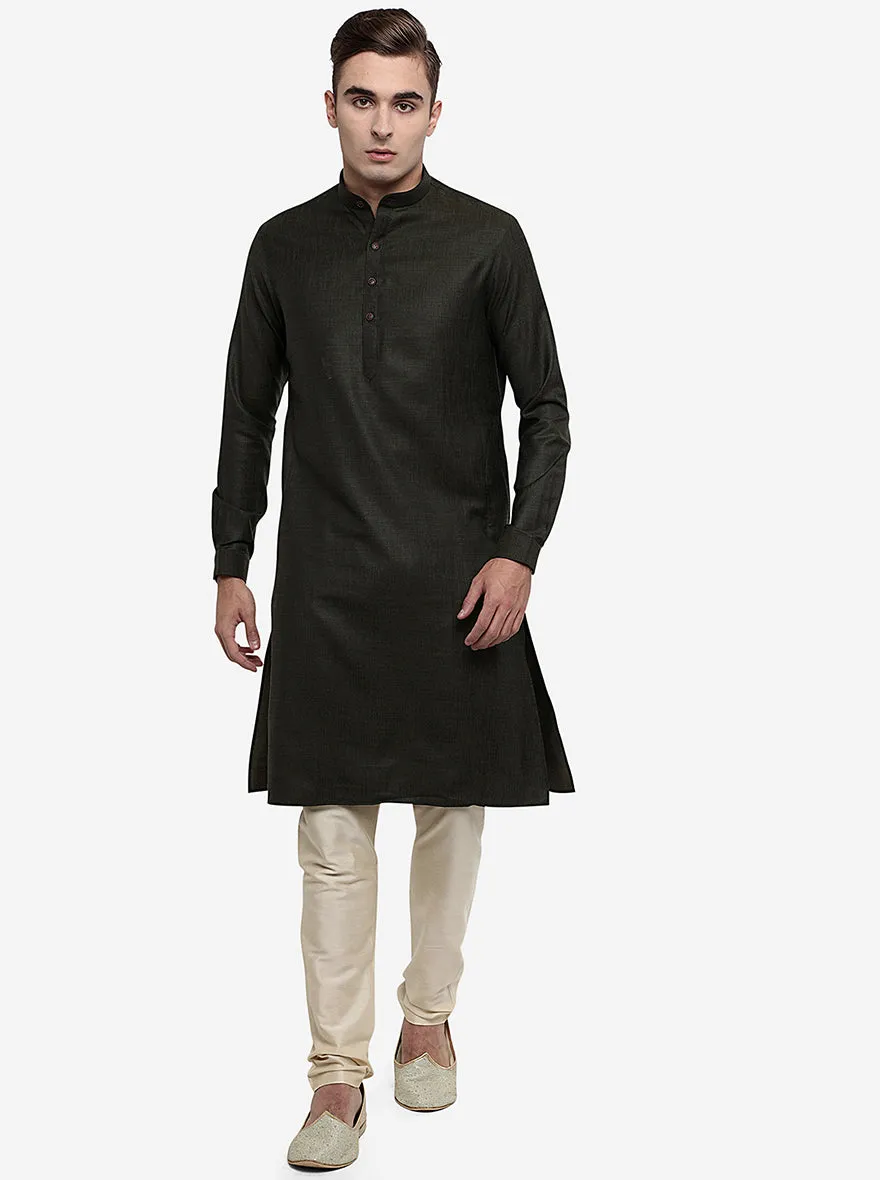 Olive Green Solid Regular Fit Modi Kurta | Modi Kurta