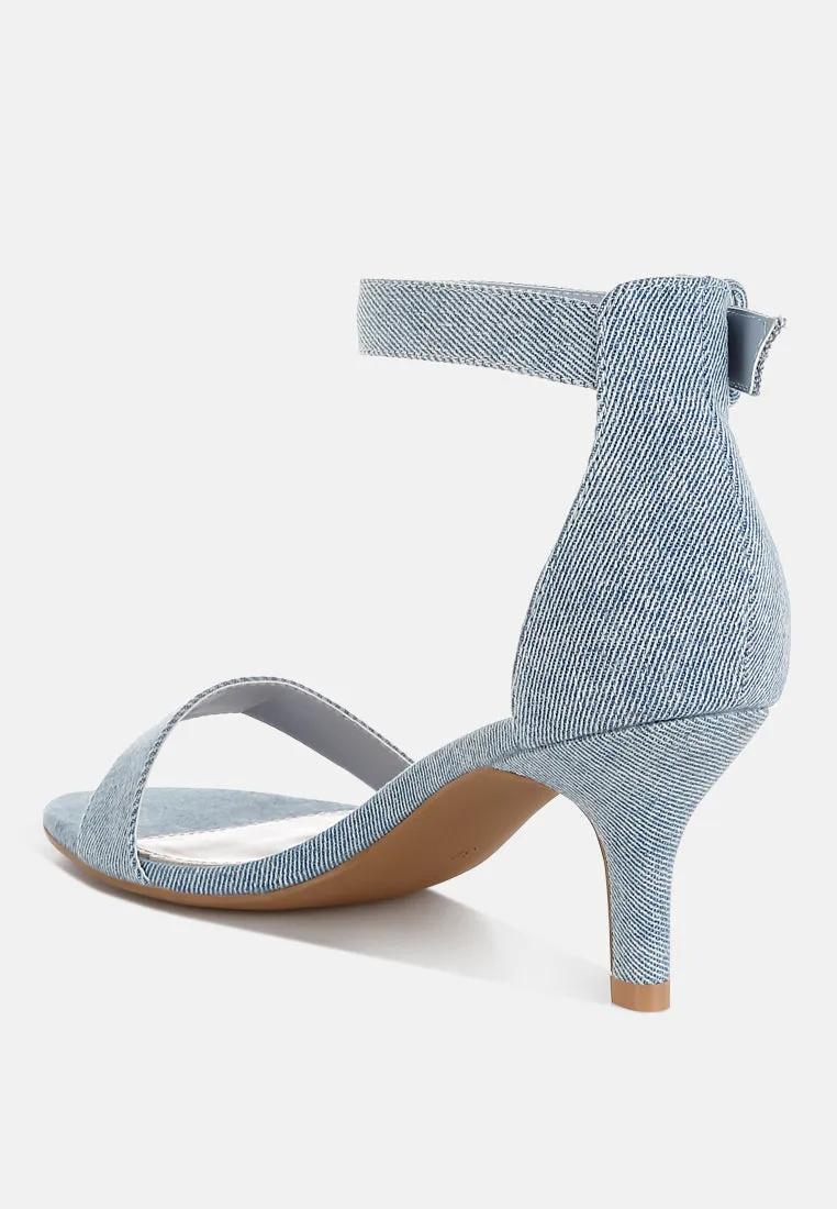 Ozula Denim Kitten Heel Sandals