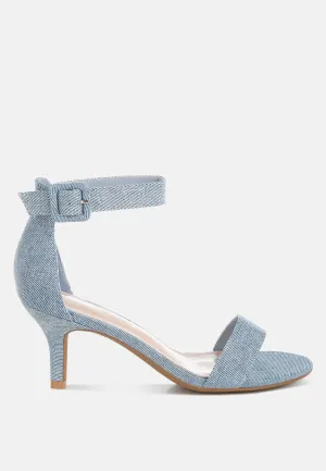 Ozula Denim Kitten Heel Sandals