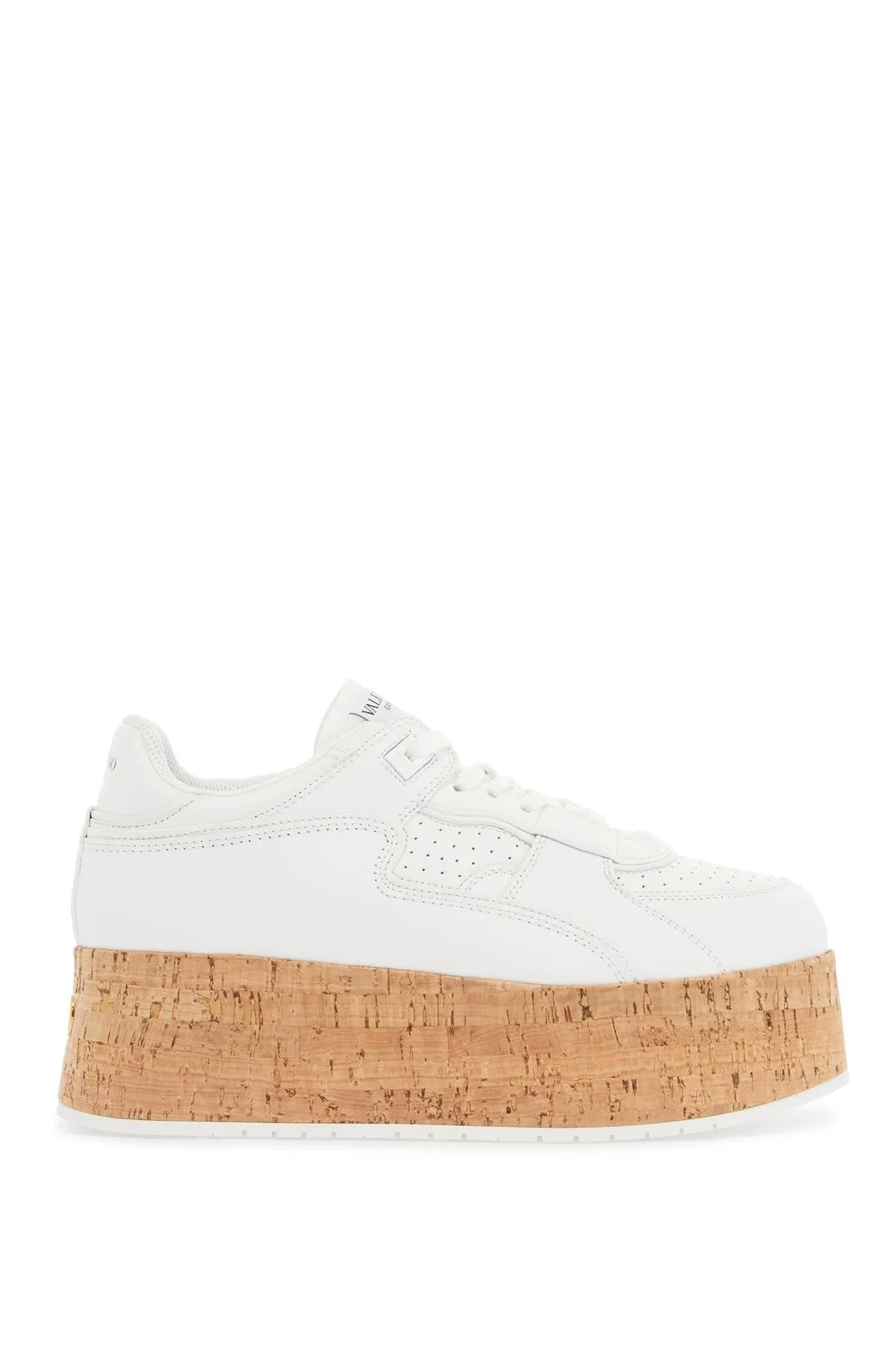 Perforated Leather Cork-Sole Sneakers