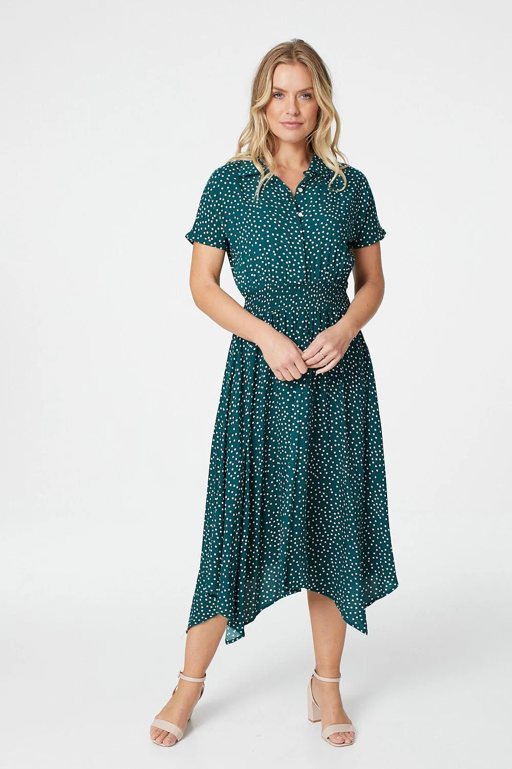 Polka Dot Midi Shirt Dress