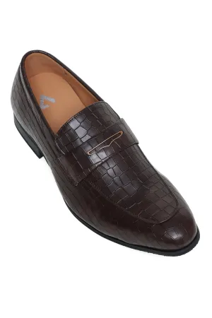 PRESTIGE EMBOSSED LOAFERS-COFFEE