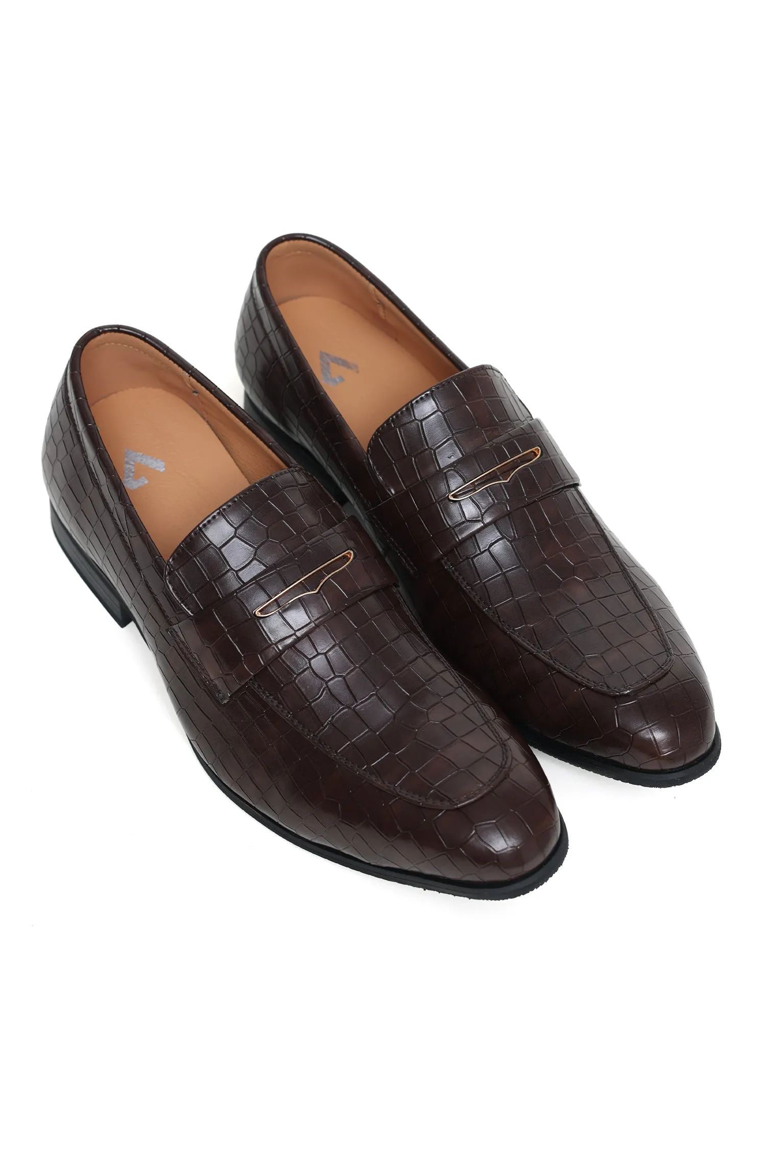 PRESTIGE EMBOSSED LOAFERS-COFFEE