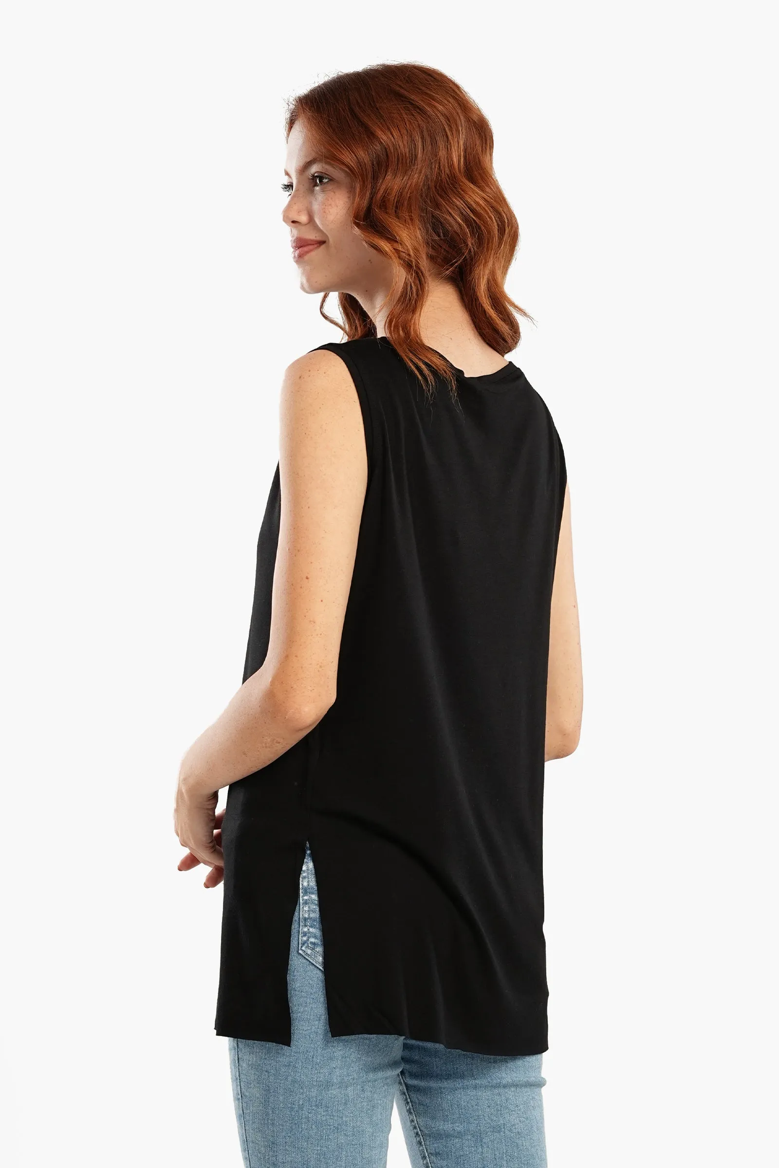 Relaxed Fit Sleeveless T-Shirt