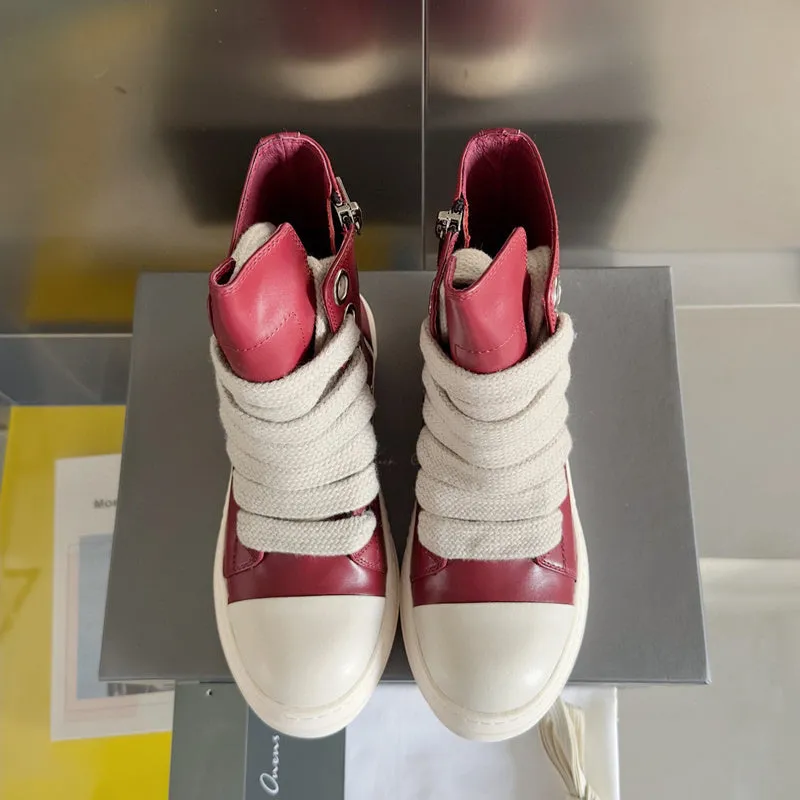 Rick Owens Red High-Top Sneakers