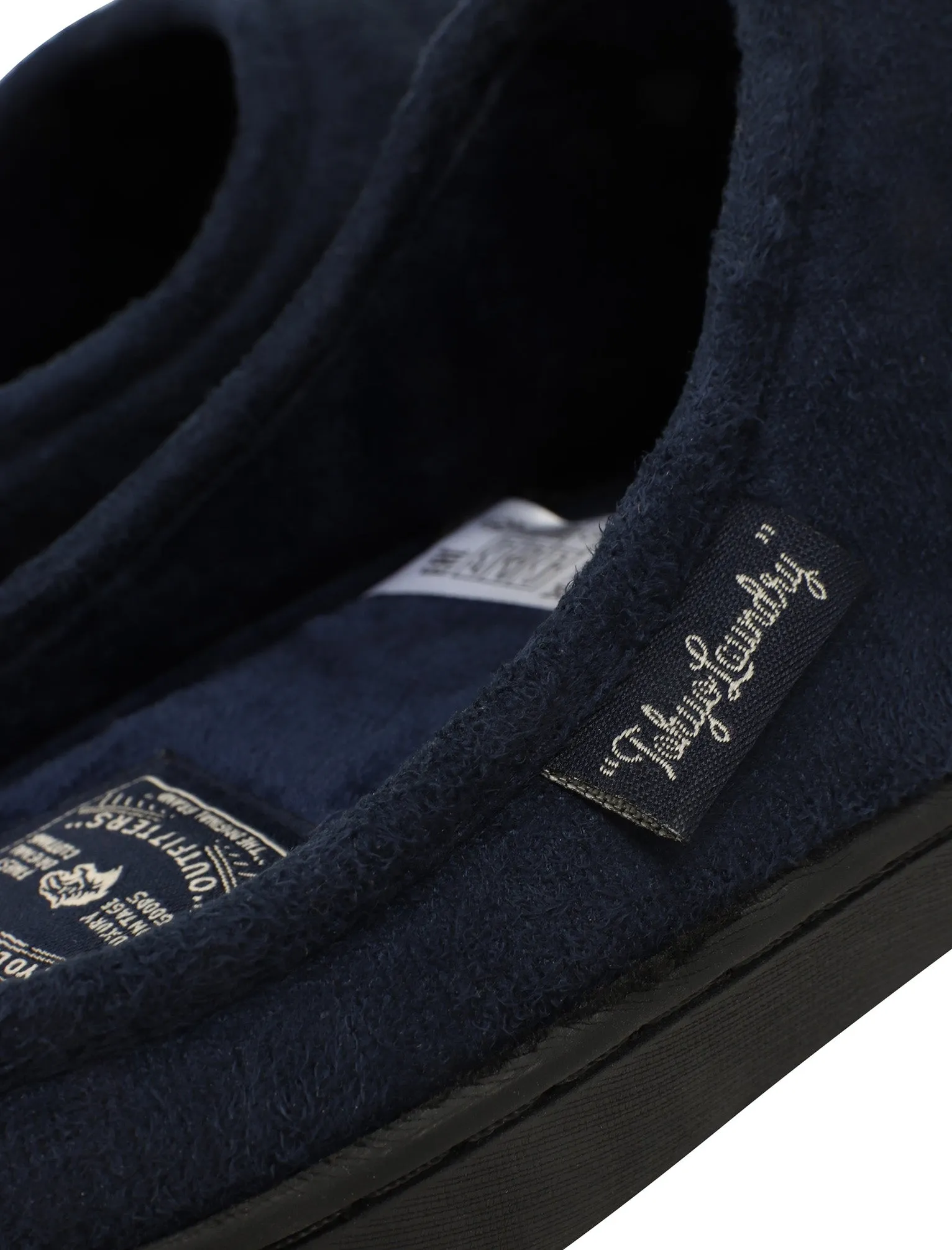 Robertson Fleece Lined Faux Suede Mule Slippers in Navy - Tokyo Laundry