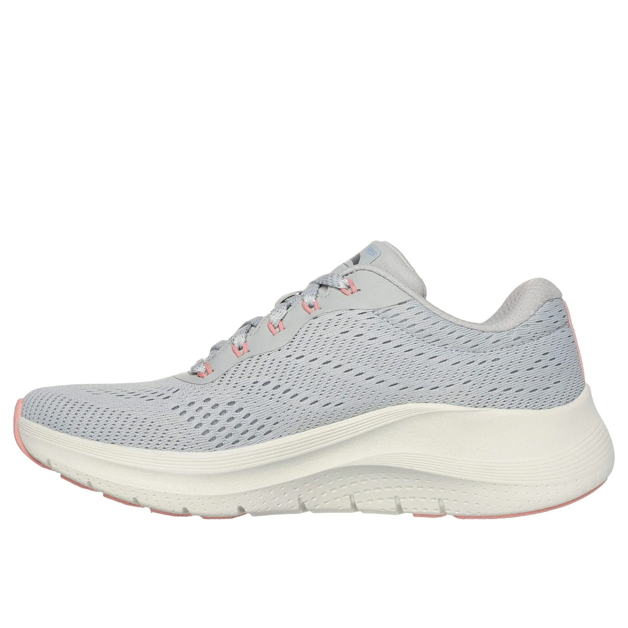 Skechers 150051 Arch Fit 2.0 - Big League Ladies Light Grey Multi Textile Vegan Arch Support Lace Up Trainers