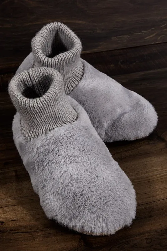 Soft Metallic Ribbed Faux Fur Slippers