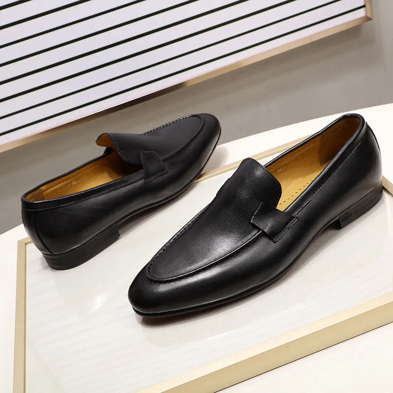 Solid Color Leather Loafers Shoes