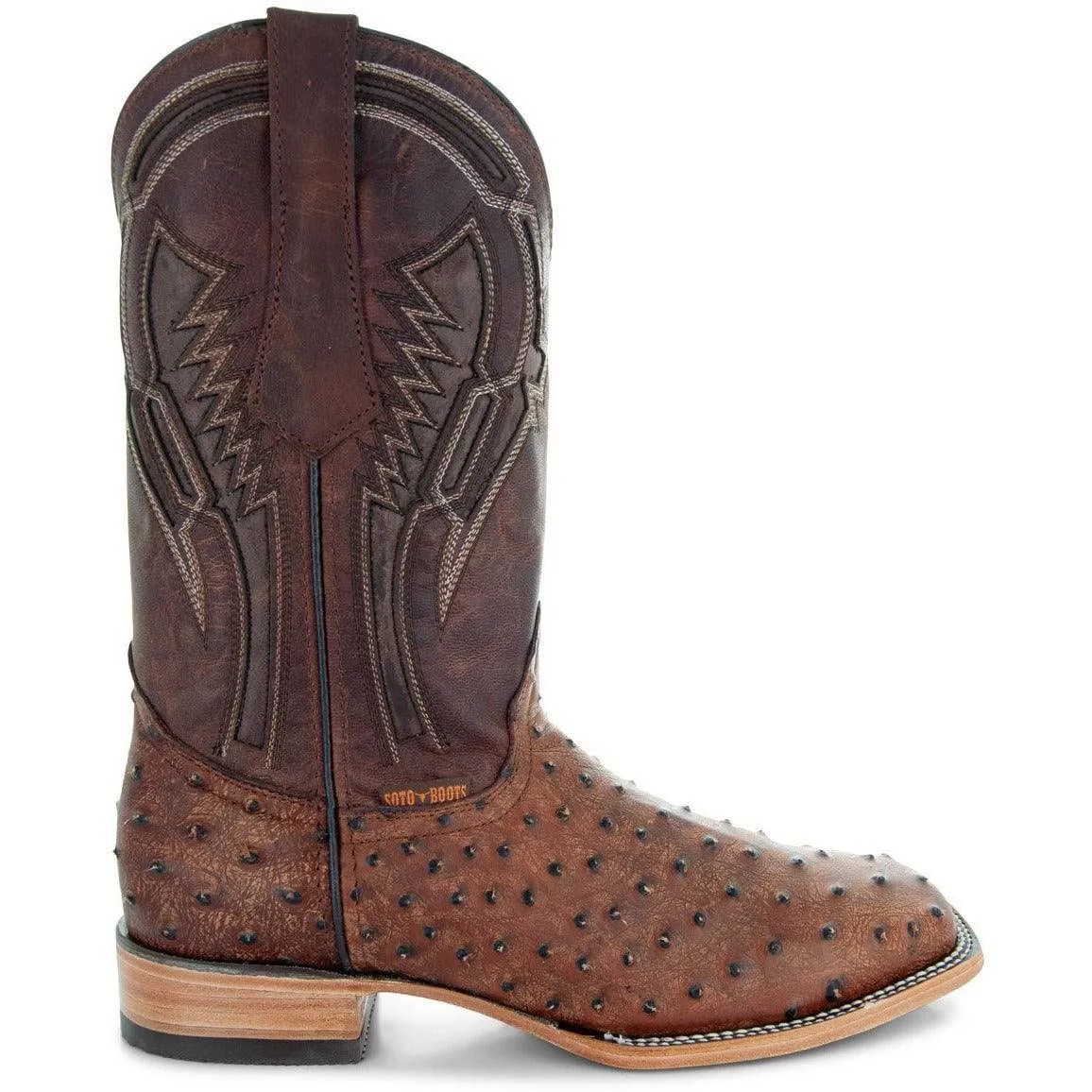 Soto Boots Mens Out of the Wild Cognac Ostrich Print Boots H50031