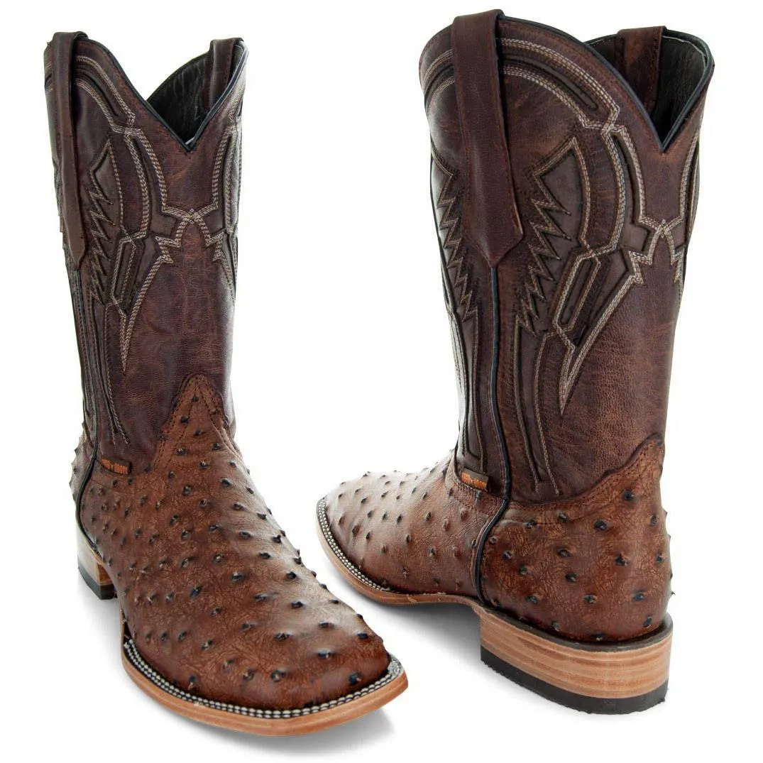 Soto Boots Mens Out of the Wild Cognac Ostrich Print Boots H50031