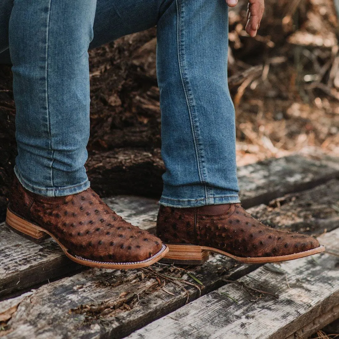 Soto Boots Mens Out of the Wild Cognac Ostrich Print Boots H50031