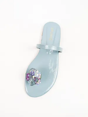 Spunkz Blue beads Sequins Embellished Flip Flops