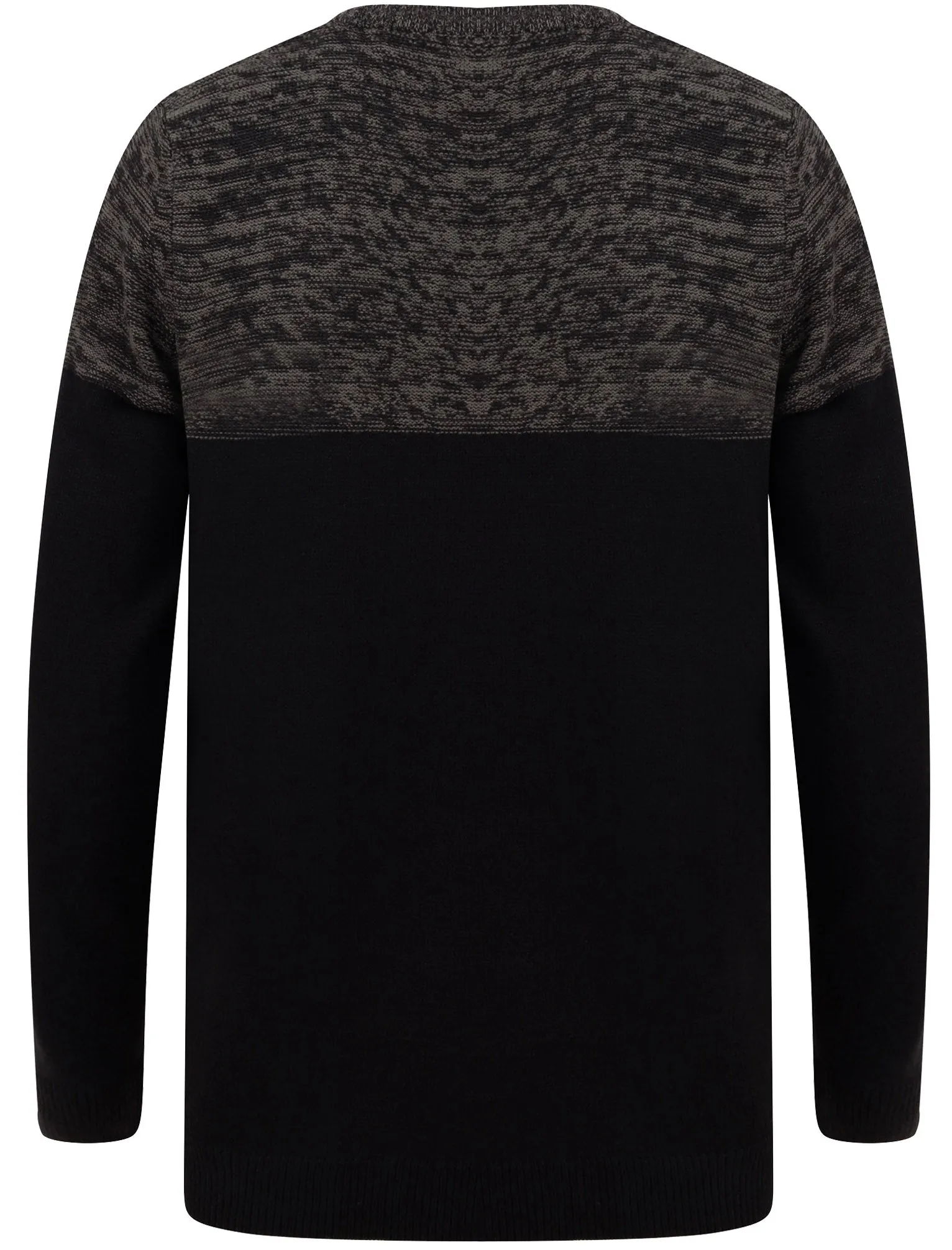 Squirrel Colour Block Knitted Jumper in Black / Castlerock Twist - Kensington Eastside