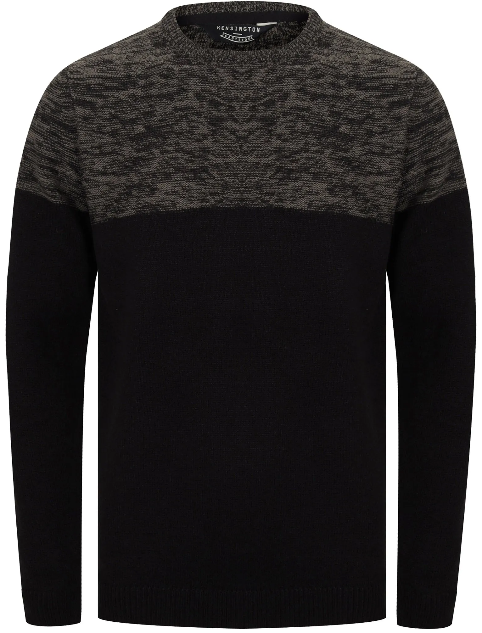 Squirrel Colour Block Knitted Jumper in Black / Castlerock Twist - Kensington Eastside