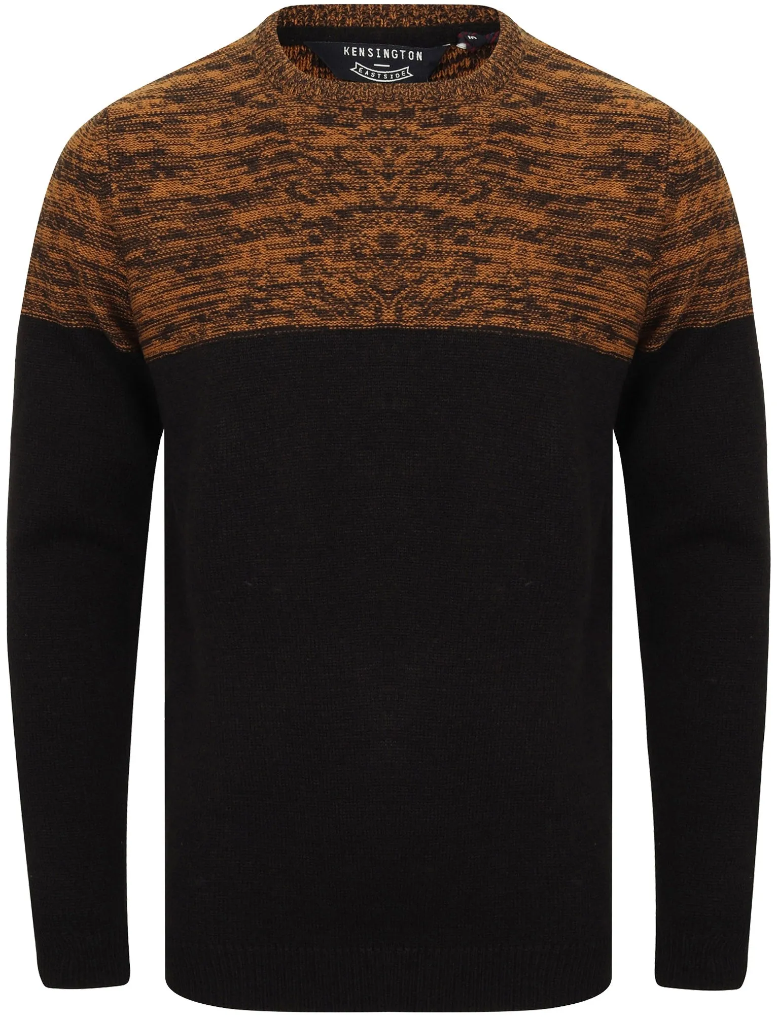 Squirrel Colour Block Knitted Jumper in Rubber Brown / Black Twist - Kensington Eastside