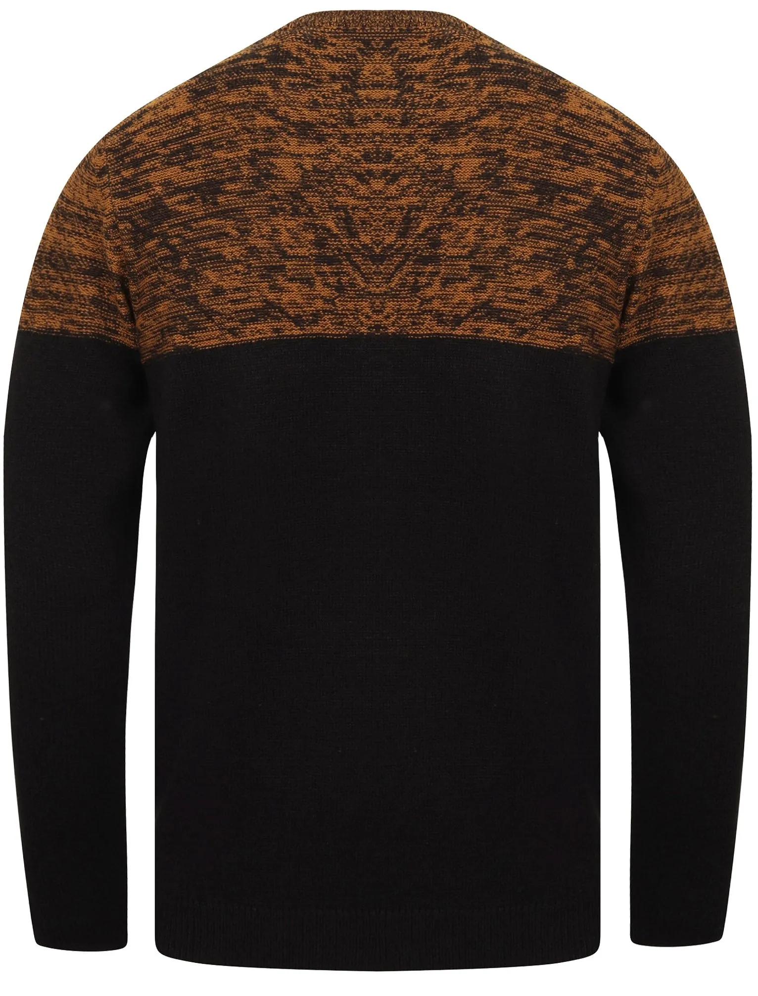 Squirrel Colour Block Knitted Jumper in Rubber Brown / Black Twist - Kensington Eastside