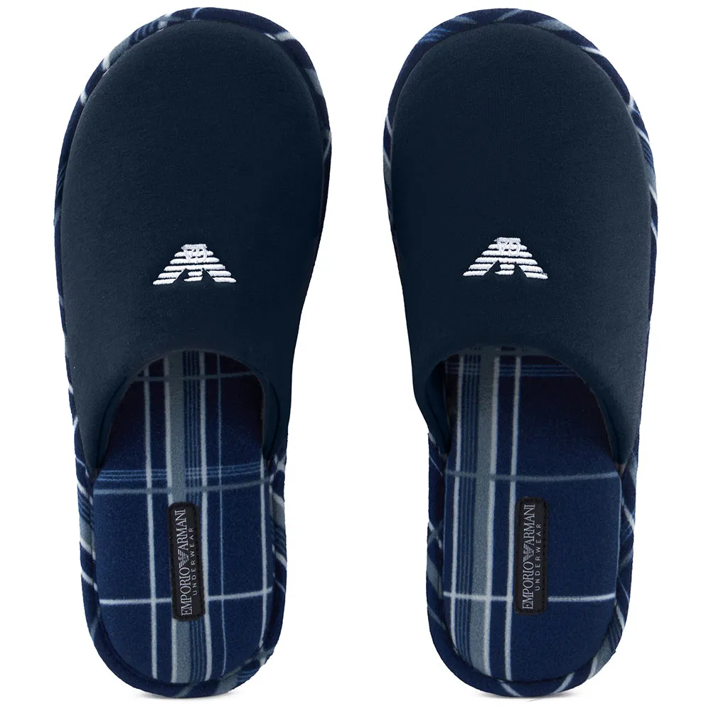 Tartan Slippers, Navy