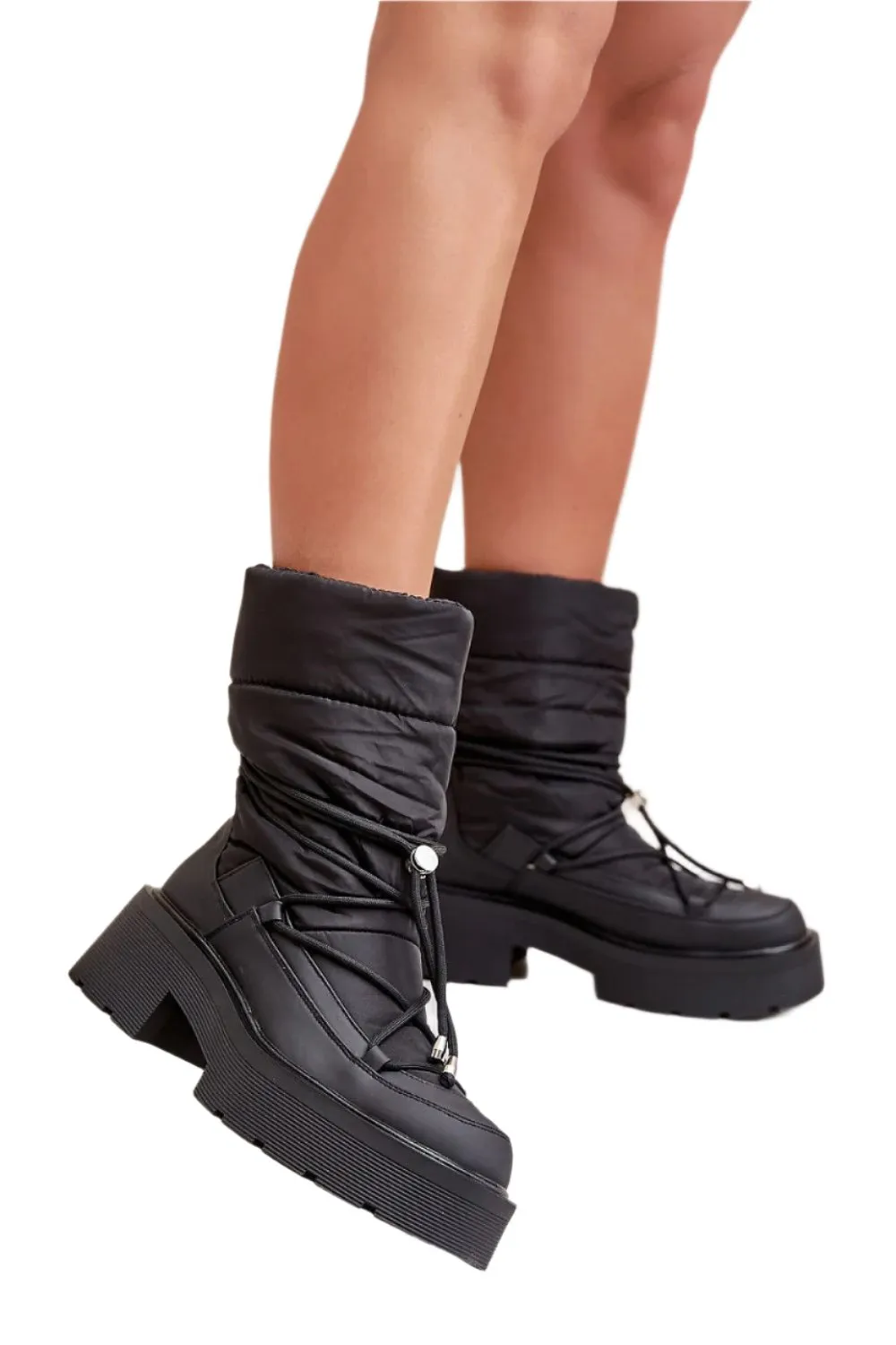 TEEK - Black Canoe Tie Calf Snow Boots