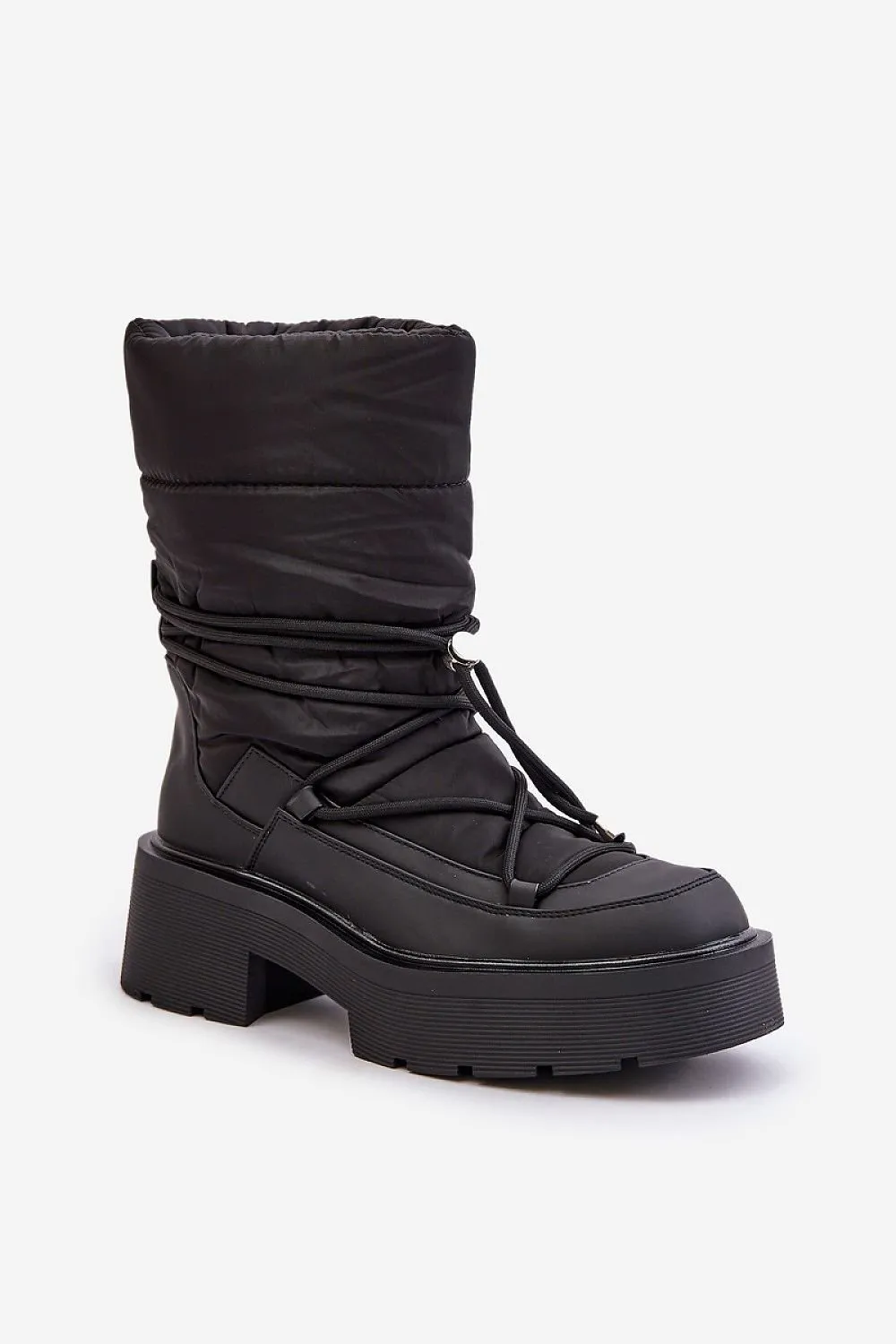 TEEK - Black Canoe Tie Calf Snow Boots