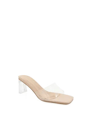 The Xaria Clear Nude Heels by Billini