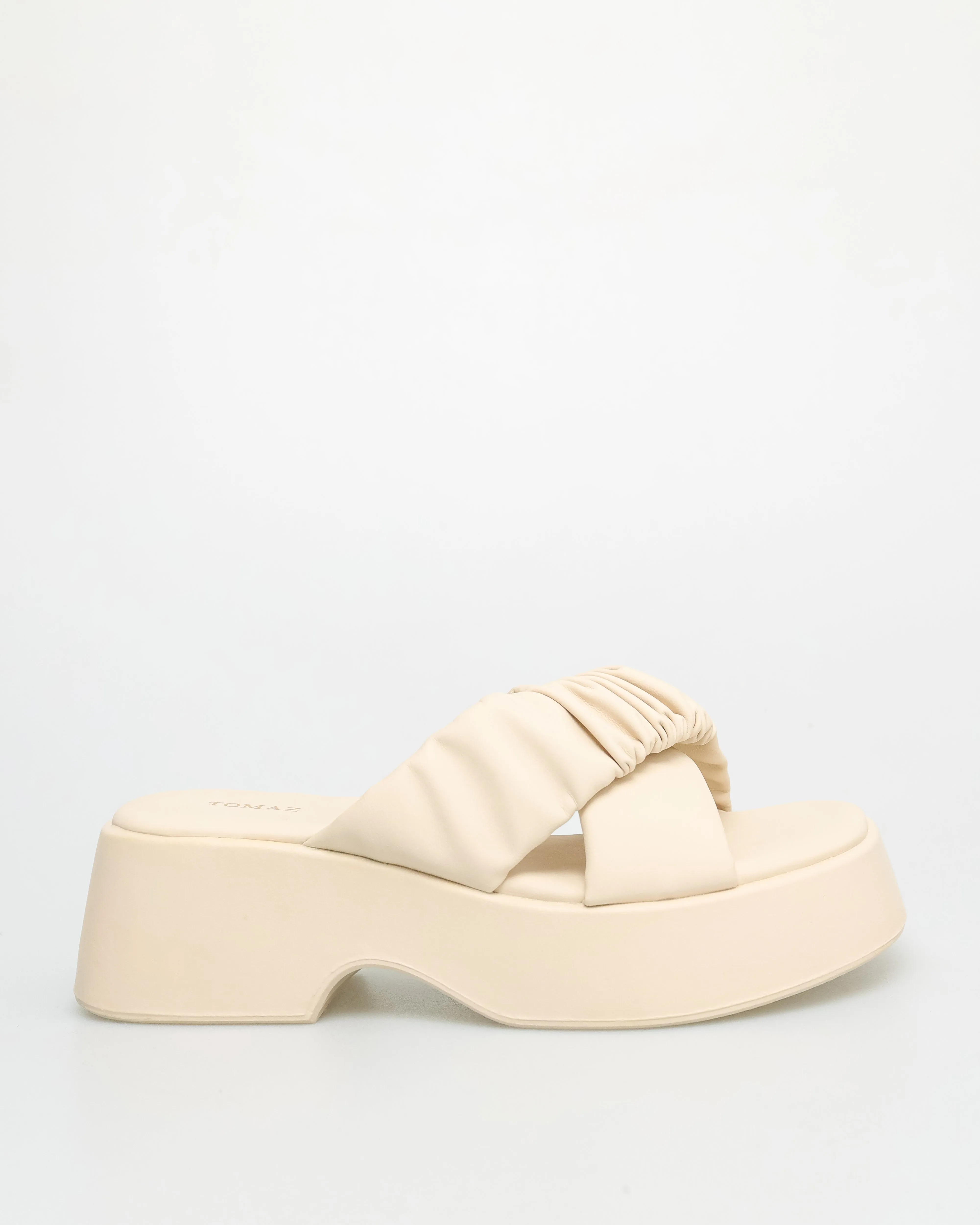 Tomaz YX156 Ladies Crossover Scrunchie Sandals (Cream)