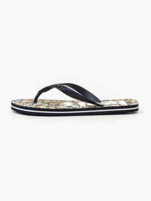 Unisex Black Floral Printed Slides