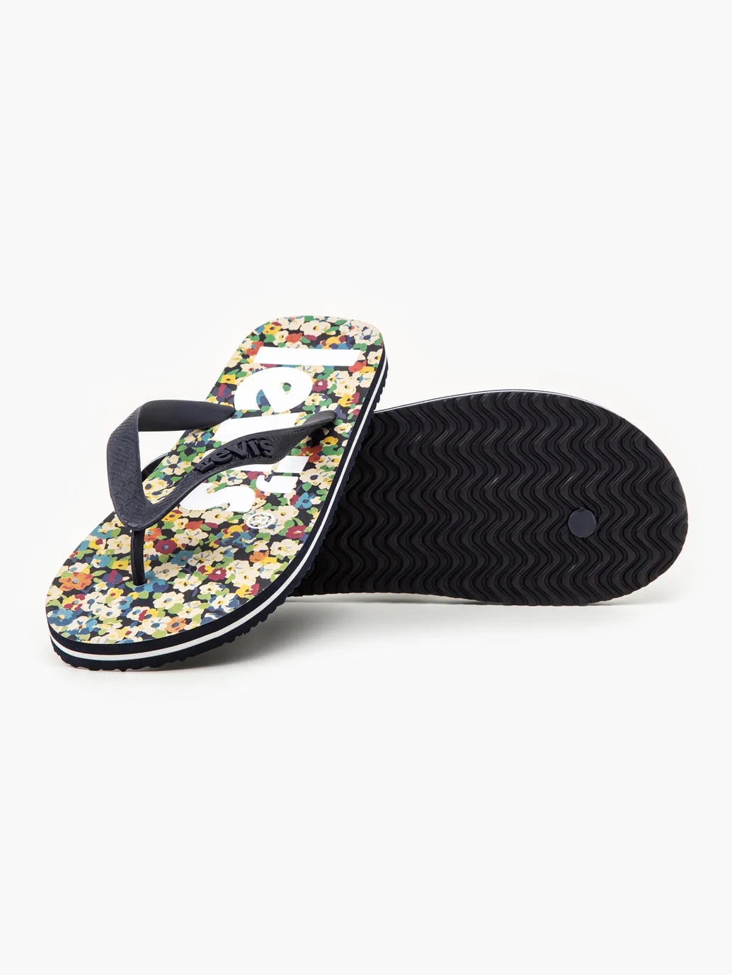 Unisex Black Floral Printed Slides