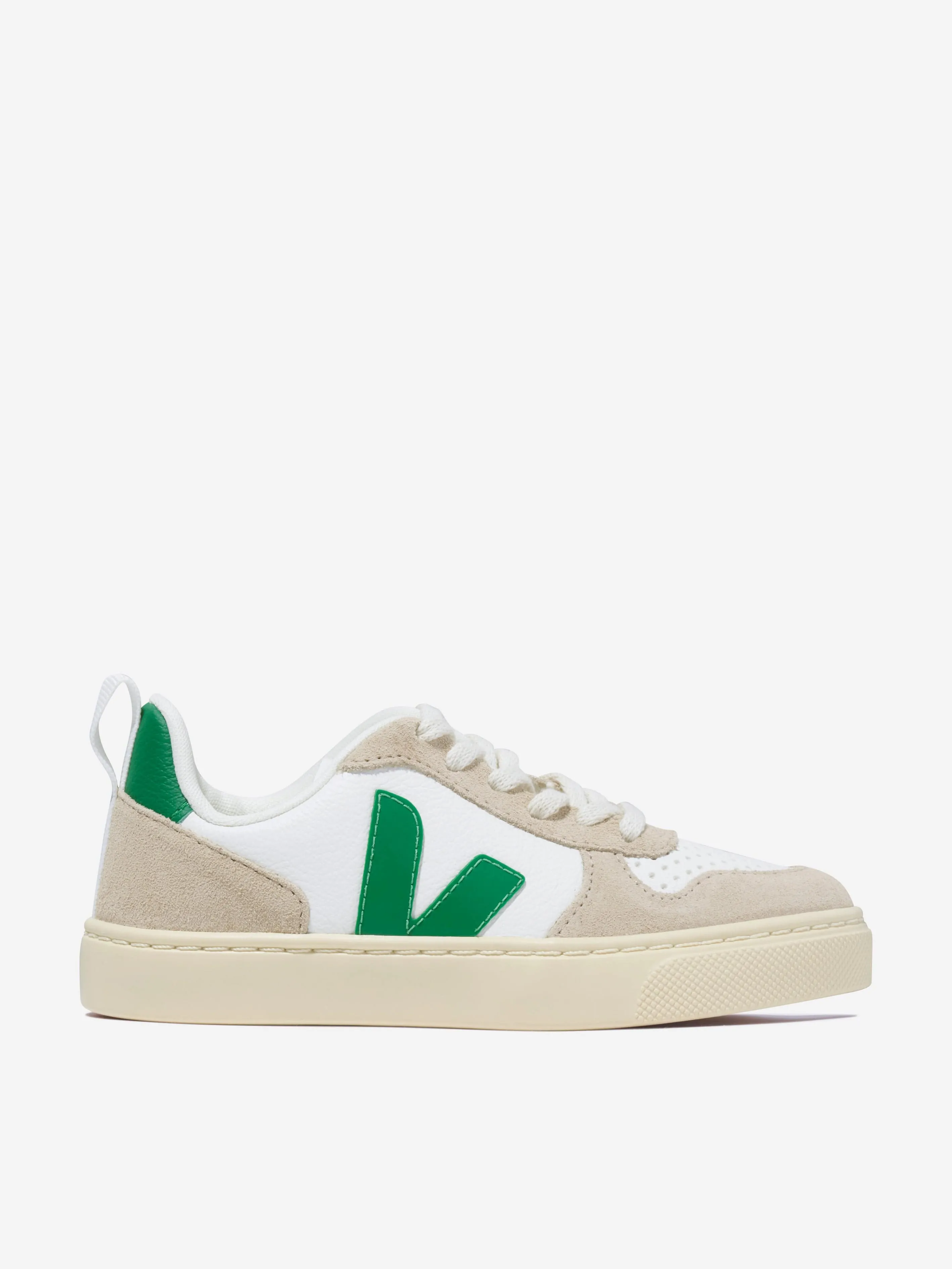 Veja Kids Small V-10 Lace Up Trainers in White