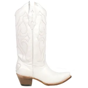 White Embroidered Snip Toe Cowboy Boots